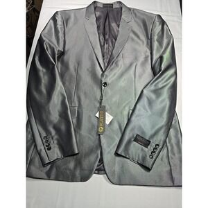 NWT Platini 52R Mens Silver Gray Shimmer Suit Coat Blazer Jacket Hollywood Style